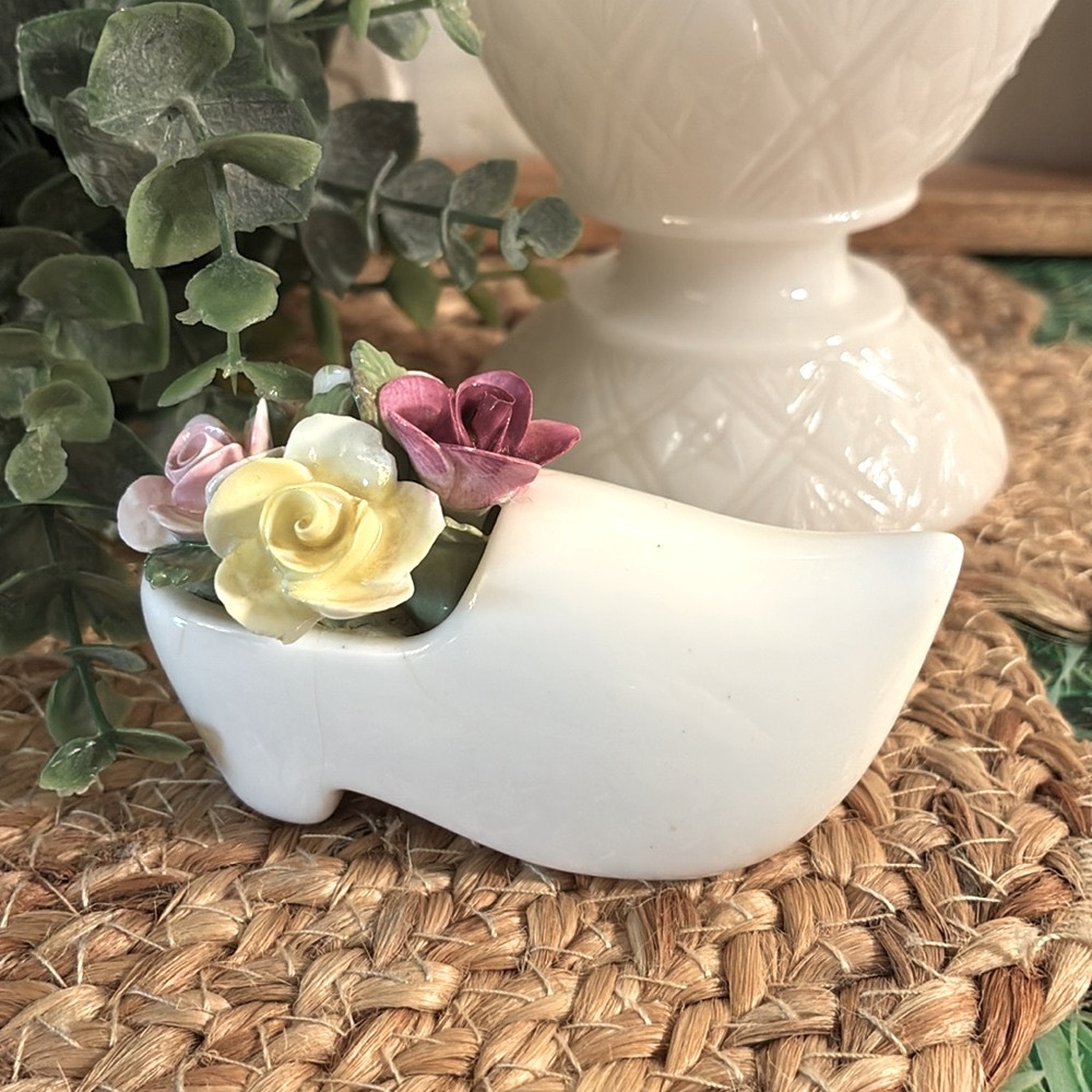 FREE WITH PURCHASE****** Bone China Shoe with Floral Accents, made in England